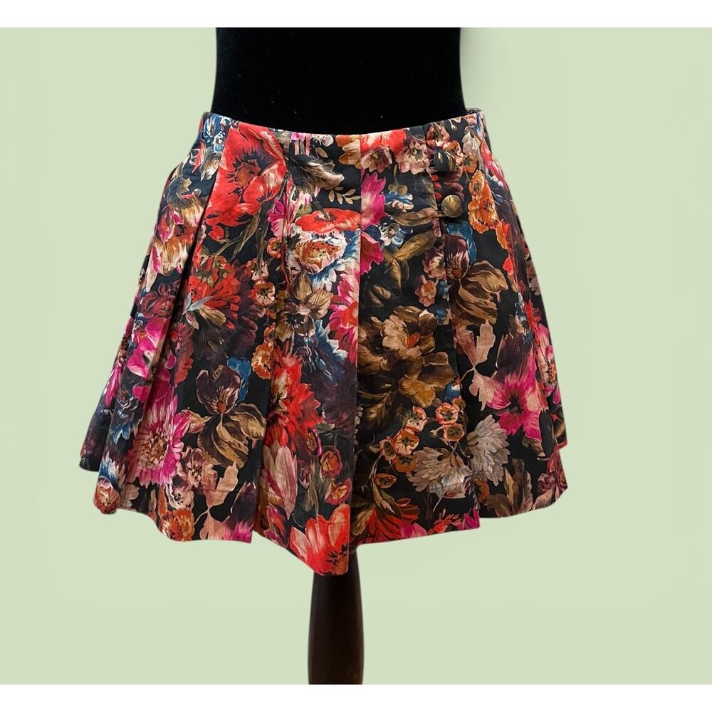 Maeve Anthropologie Kiki Floral Pleated Mini Skirt | NWT Size 0
